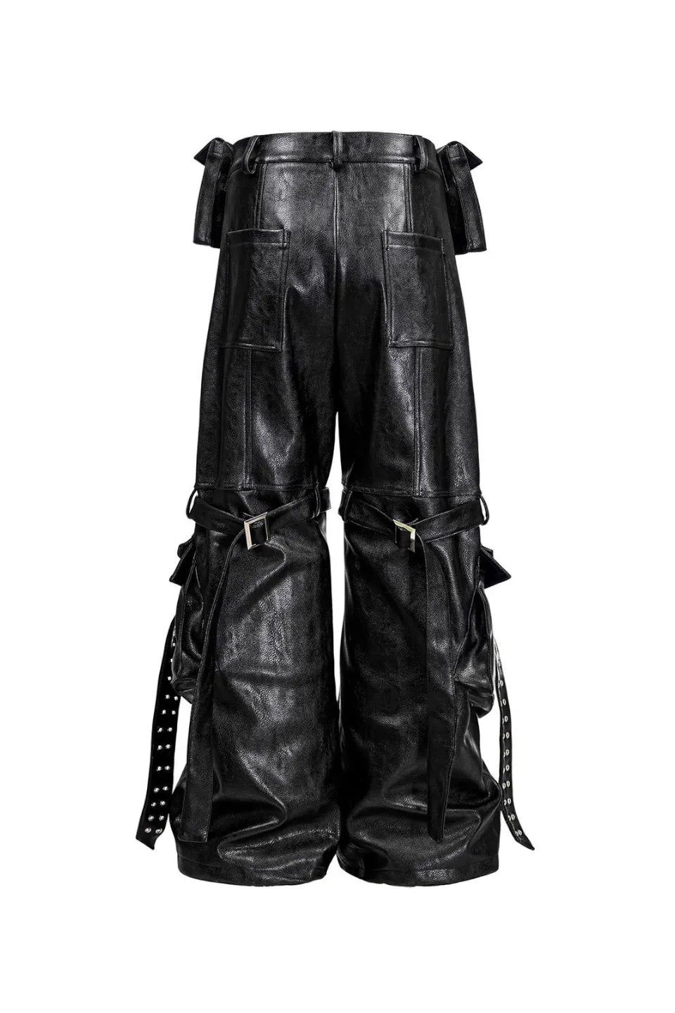 Double Waist Bag Structured Leather Pants