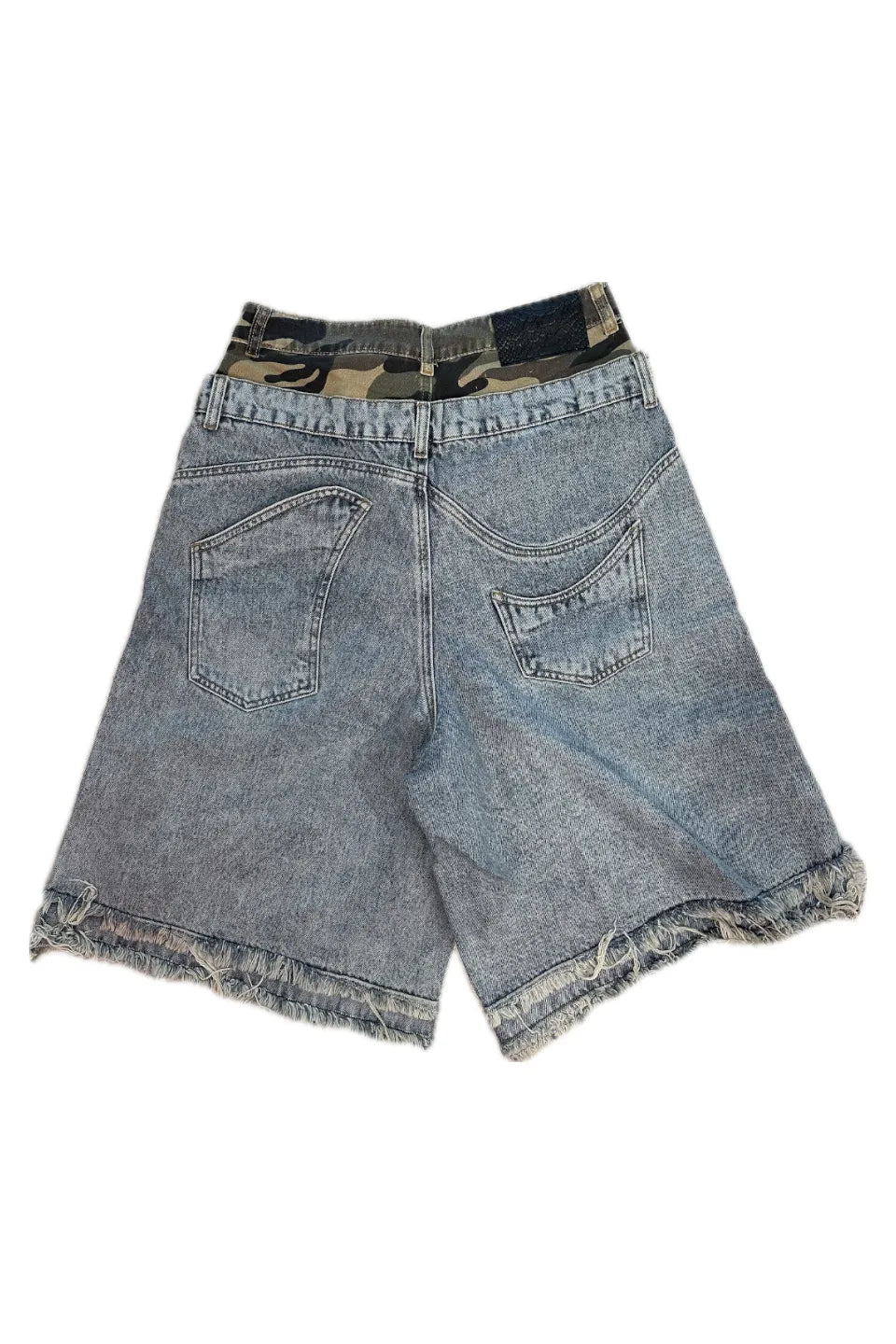 Double Waistband Extreme Distressed Shorts