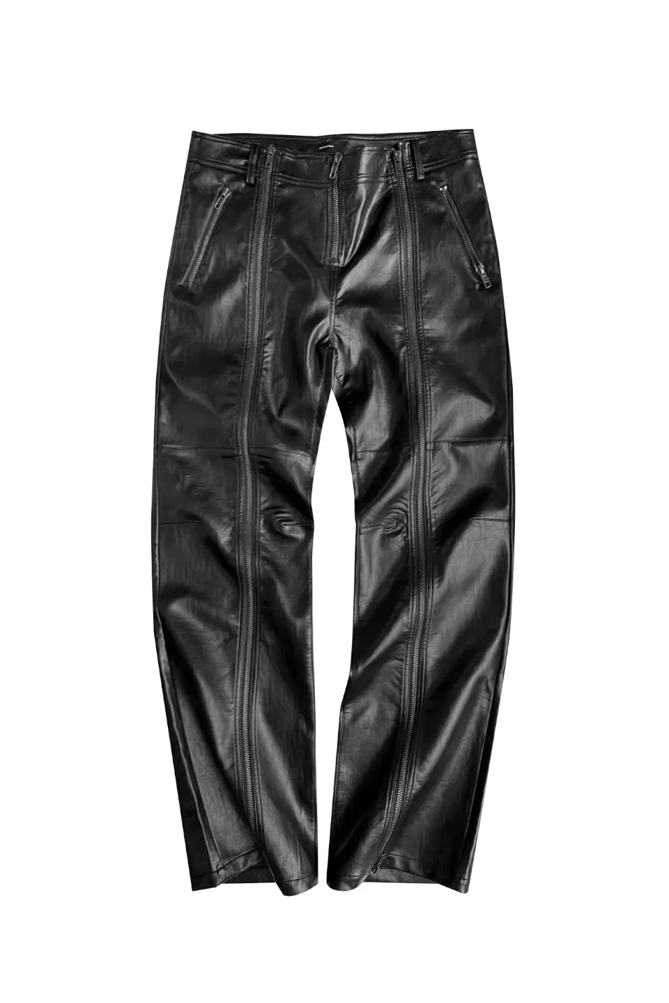 Cinder Vein | Double Zip Faux Leather Flare Pants Cinder Vein | Double Zip Faux Leather Flare Pants