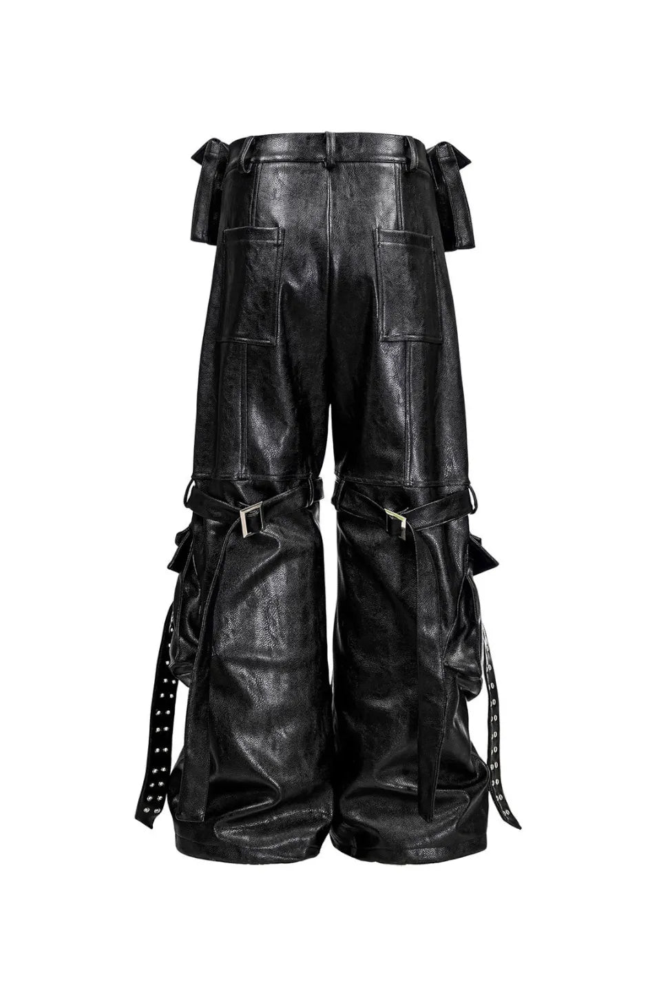 Double Waist Bag Structured Leather Pants