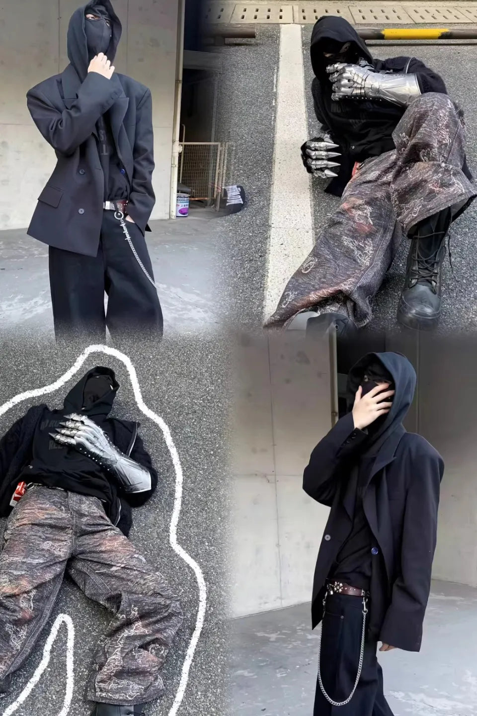 Embroidered Slogan Mask Oversized Hoodie