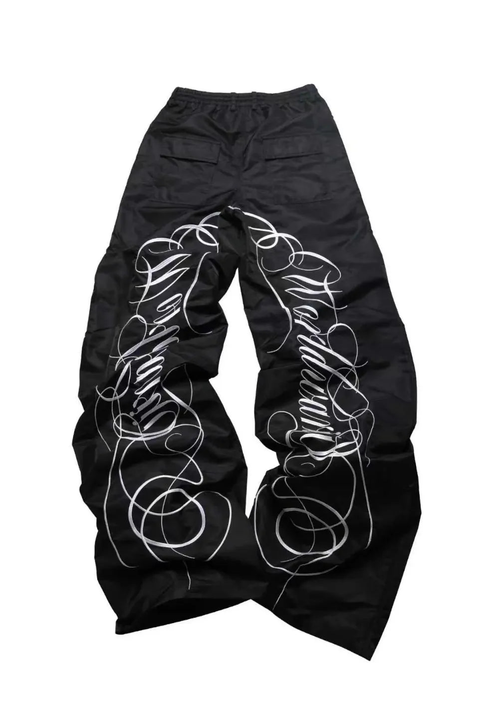 Embroidered Ultra Long Nylon Pants
