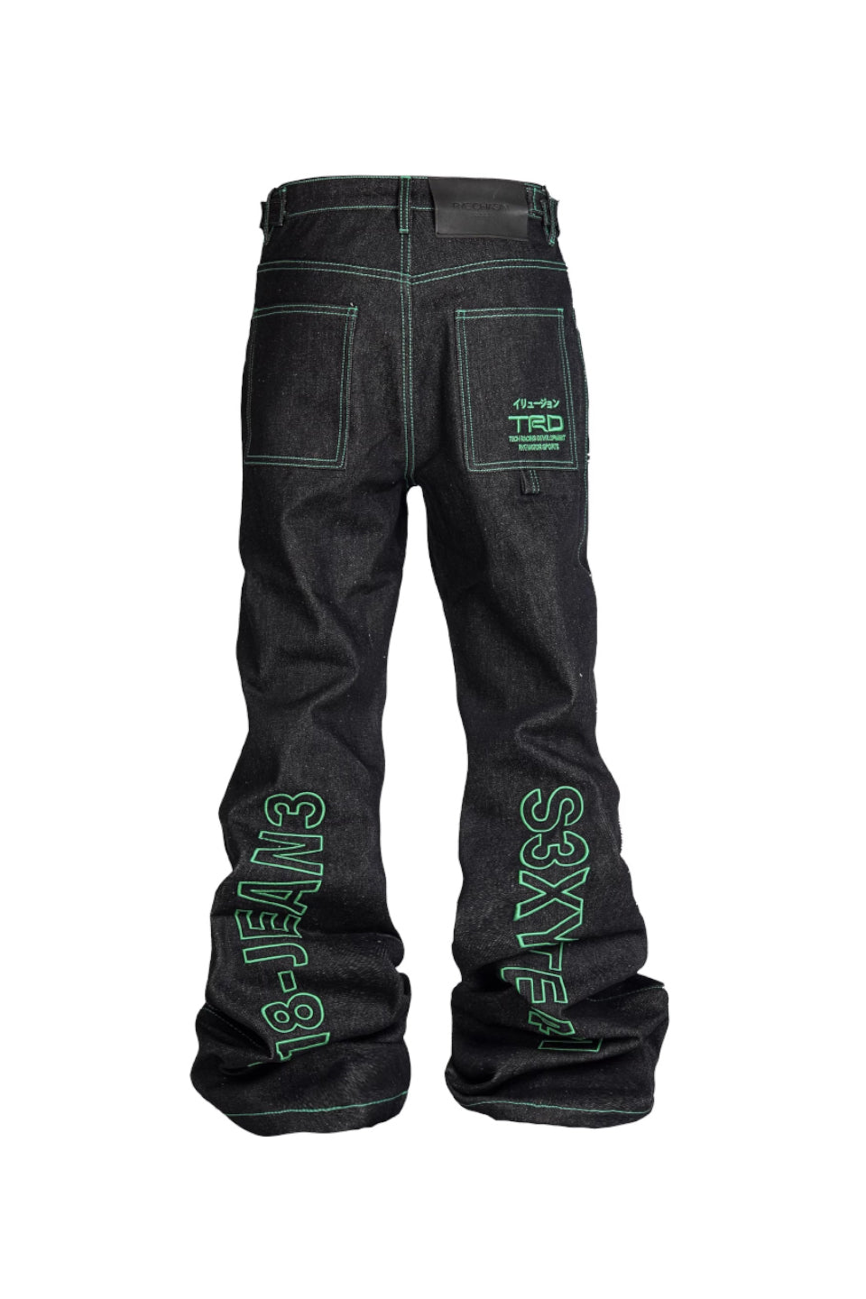 Embroidered Unslicked Raw Color Raw Denim Trousers