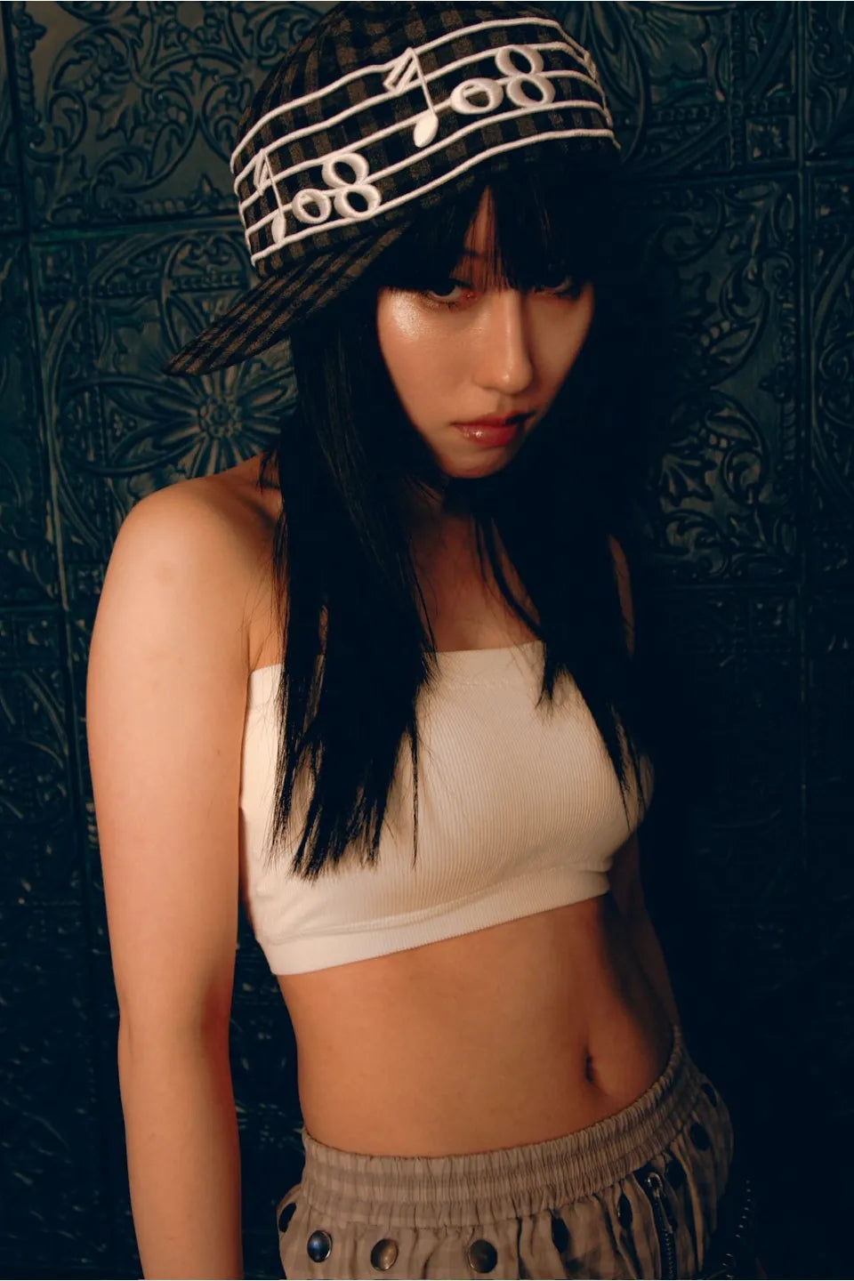Embroidery Plaid Cap