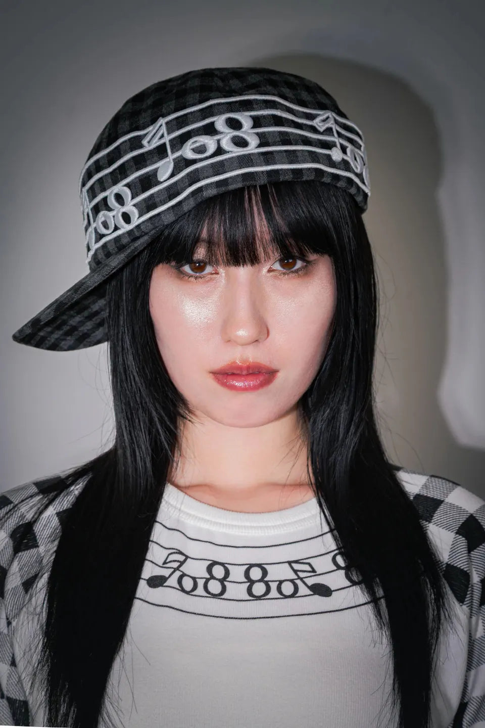 Embroidery Plaid Cap