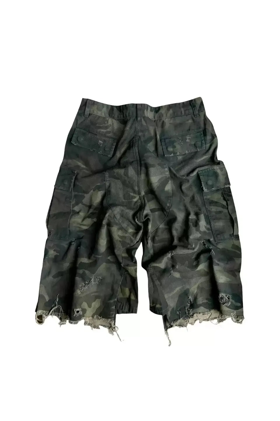 Enzyme Washed Camo Patchwork Shorts