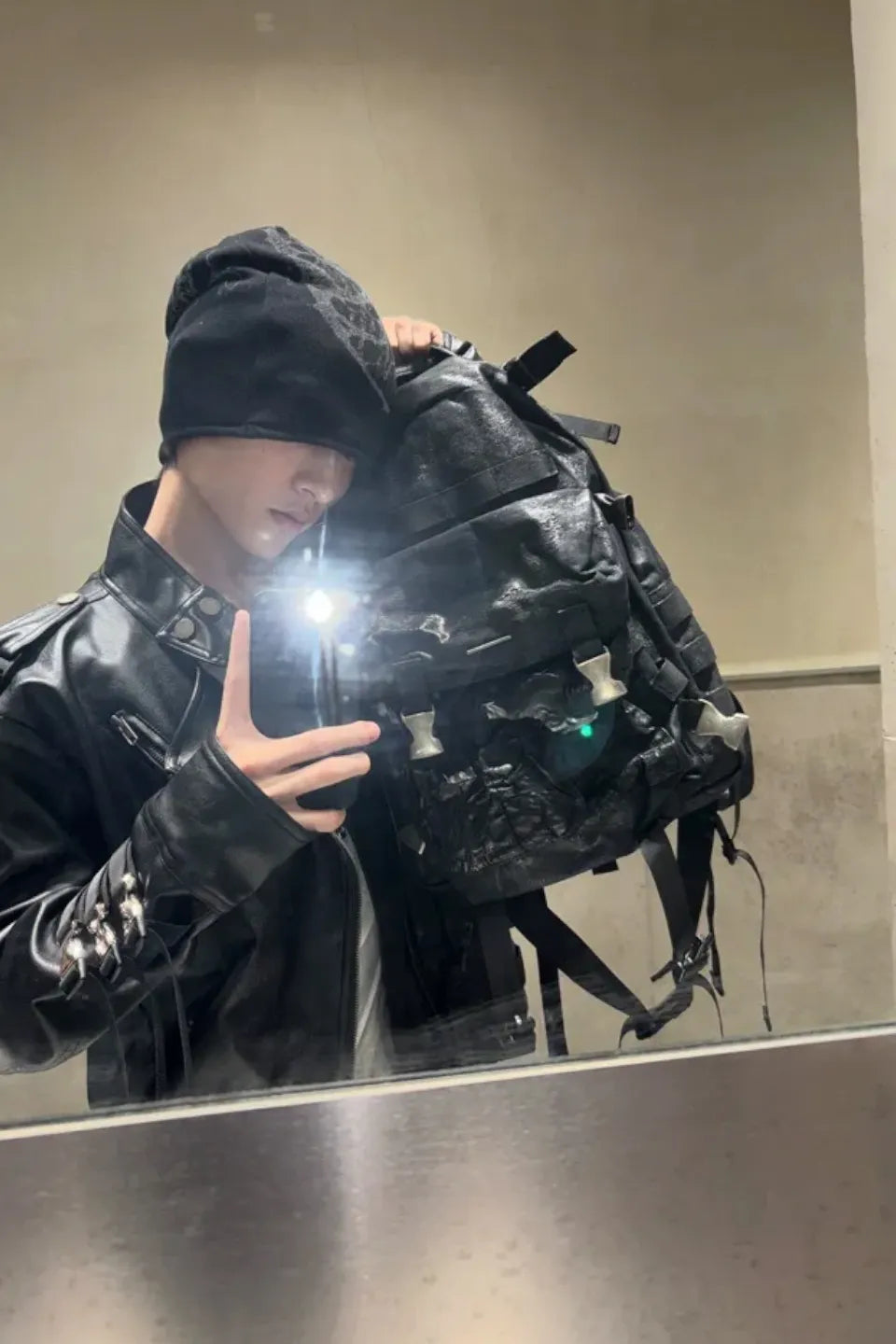 Erosion Print Oversized Cotton Beanie