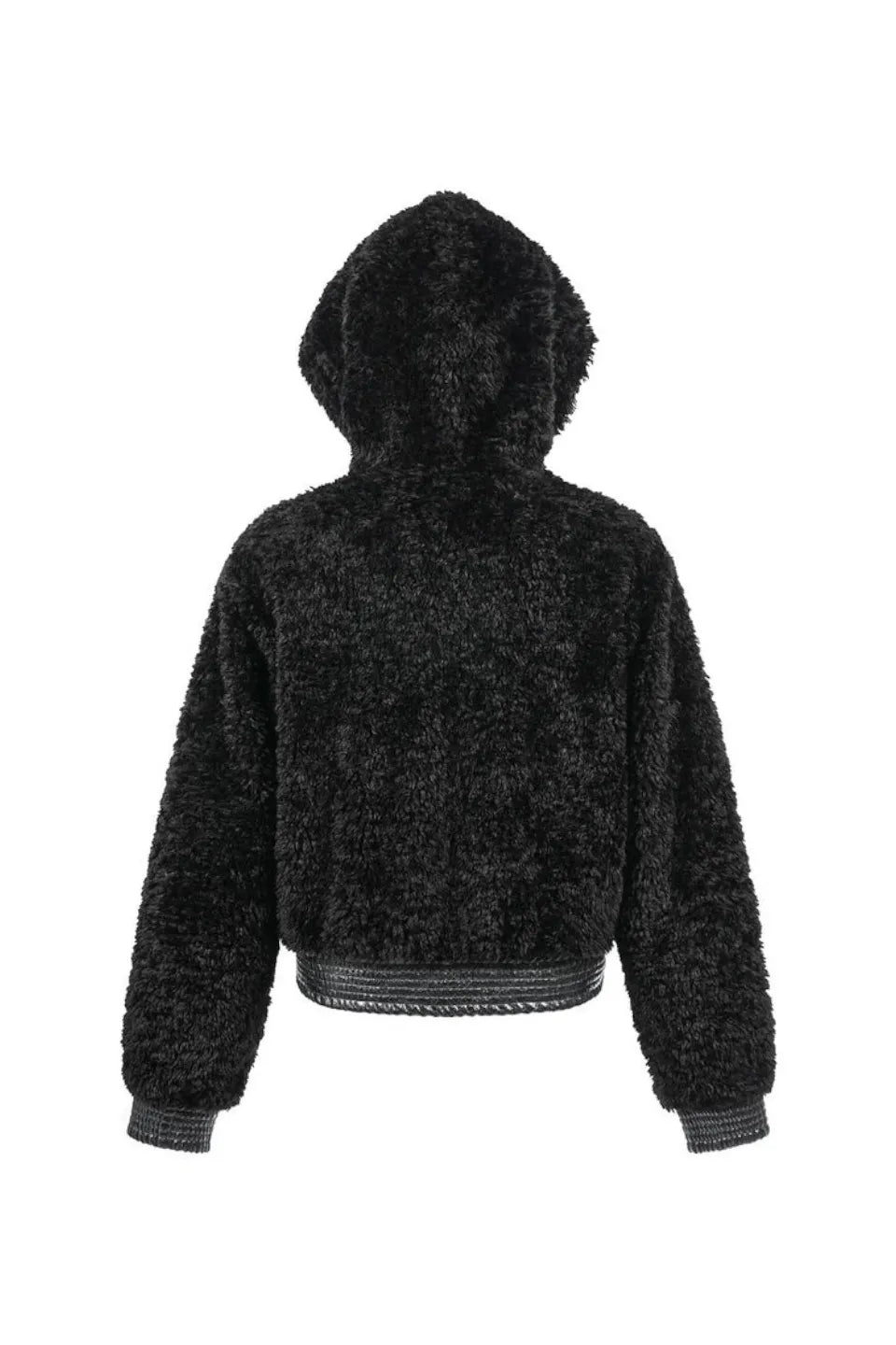 Faux Fur and Leather Hooded Jacket