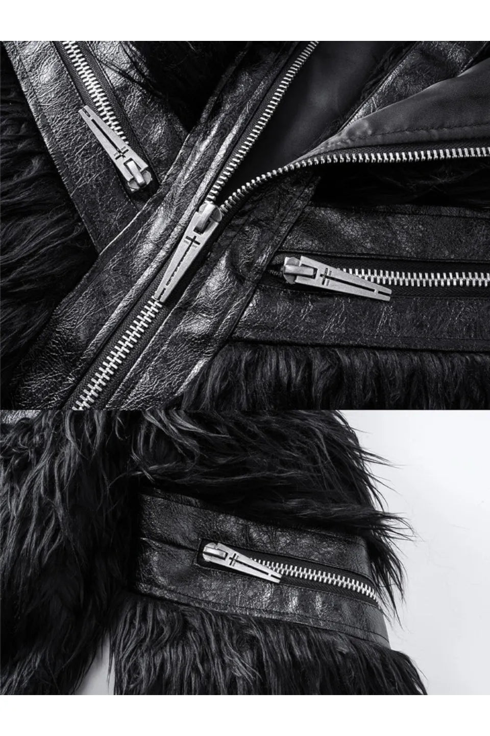 Faux Fur and Leather Zip Jacket