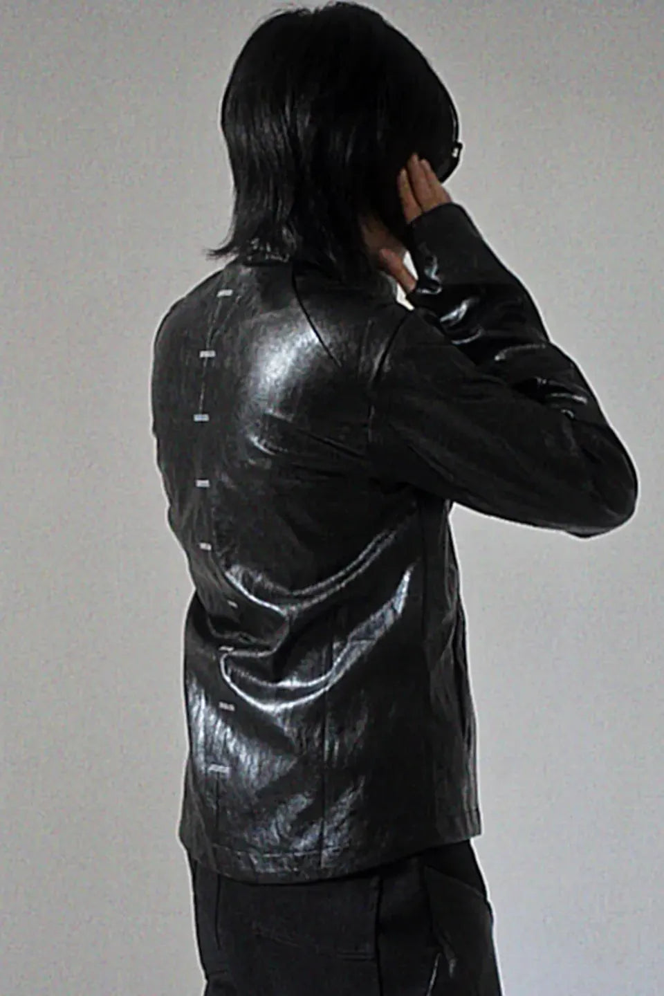 Faux Leather Mesh Panel Jacket