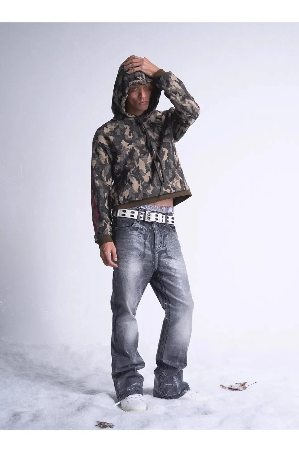 Flame Camouflage Waffle Hoodie