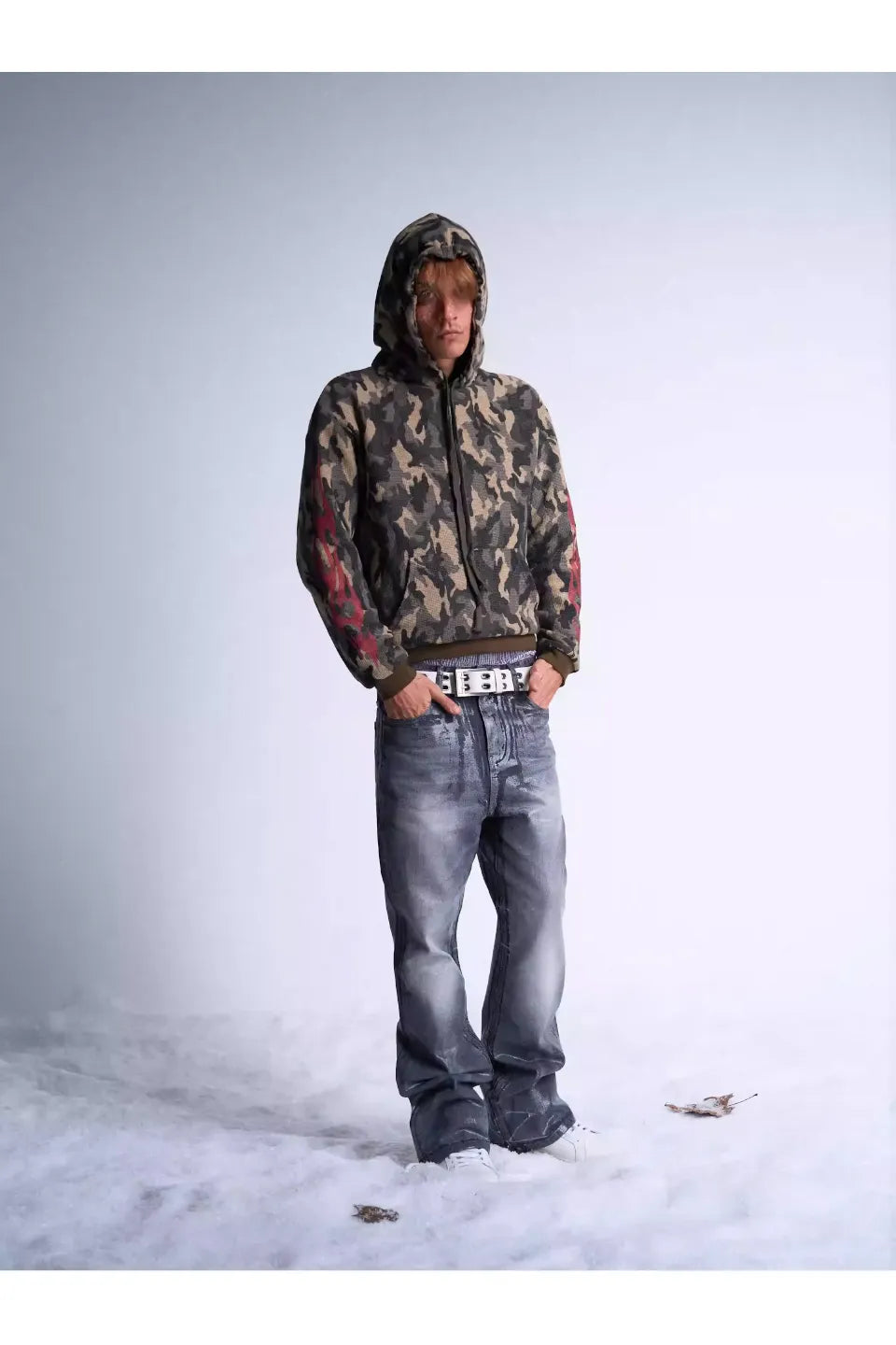Flame Camouflage Waffle Hoodie