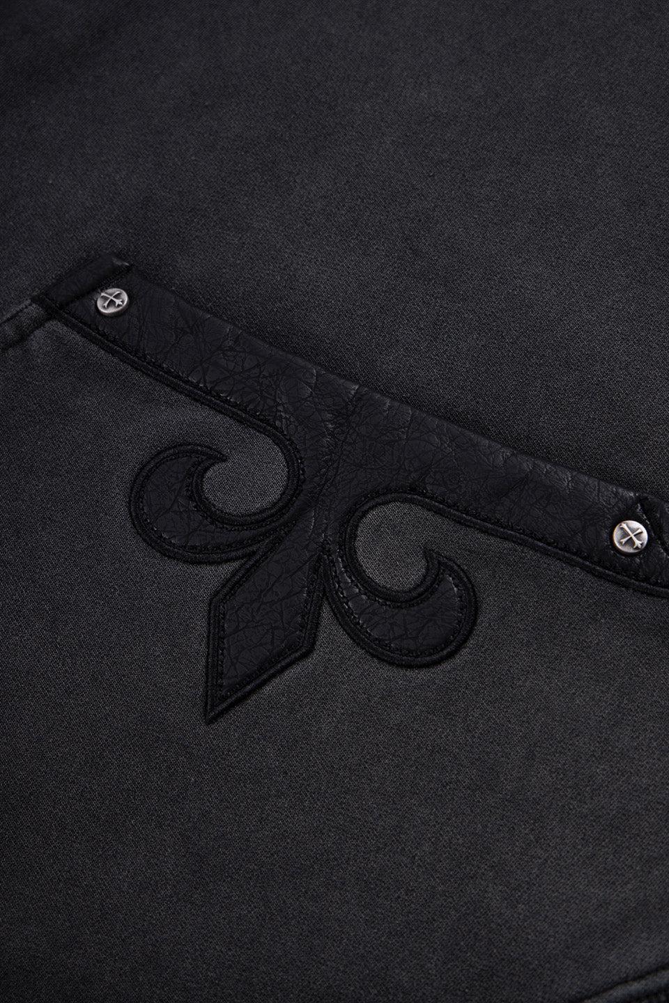 Fleur Leather Patch Zip Hoodie