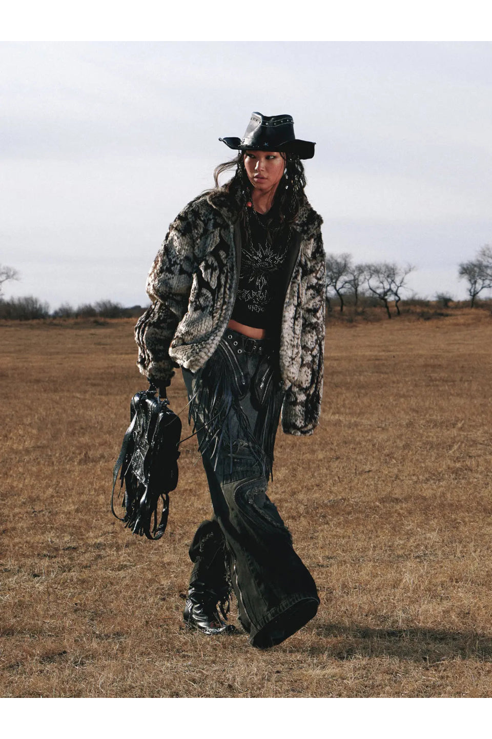 Fringed Belt Raw Edge Jeans