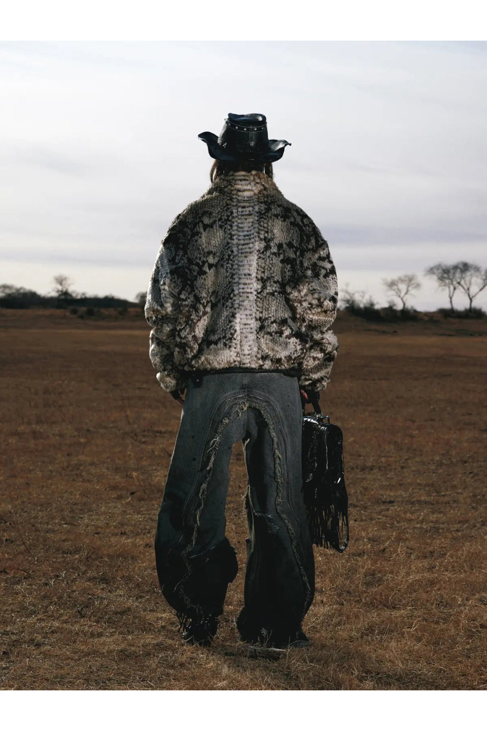 Fringed Belt Raw Edge Jeans