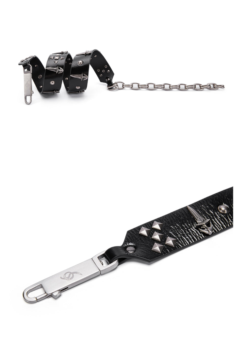 Genuine Leather Chain Studded Sword Buckle Belt