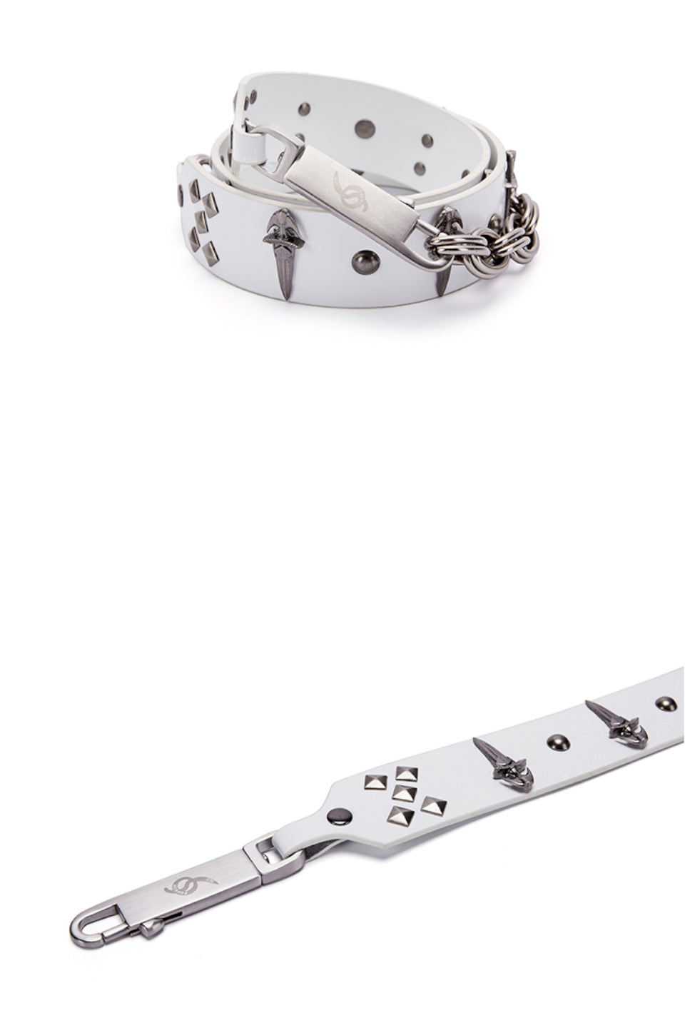 Genuine Leather Chain Studded Sword Buckle Belt