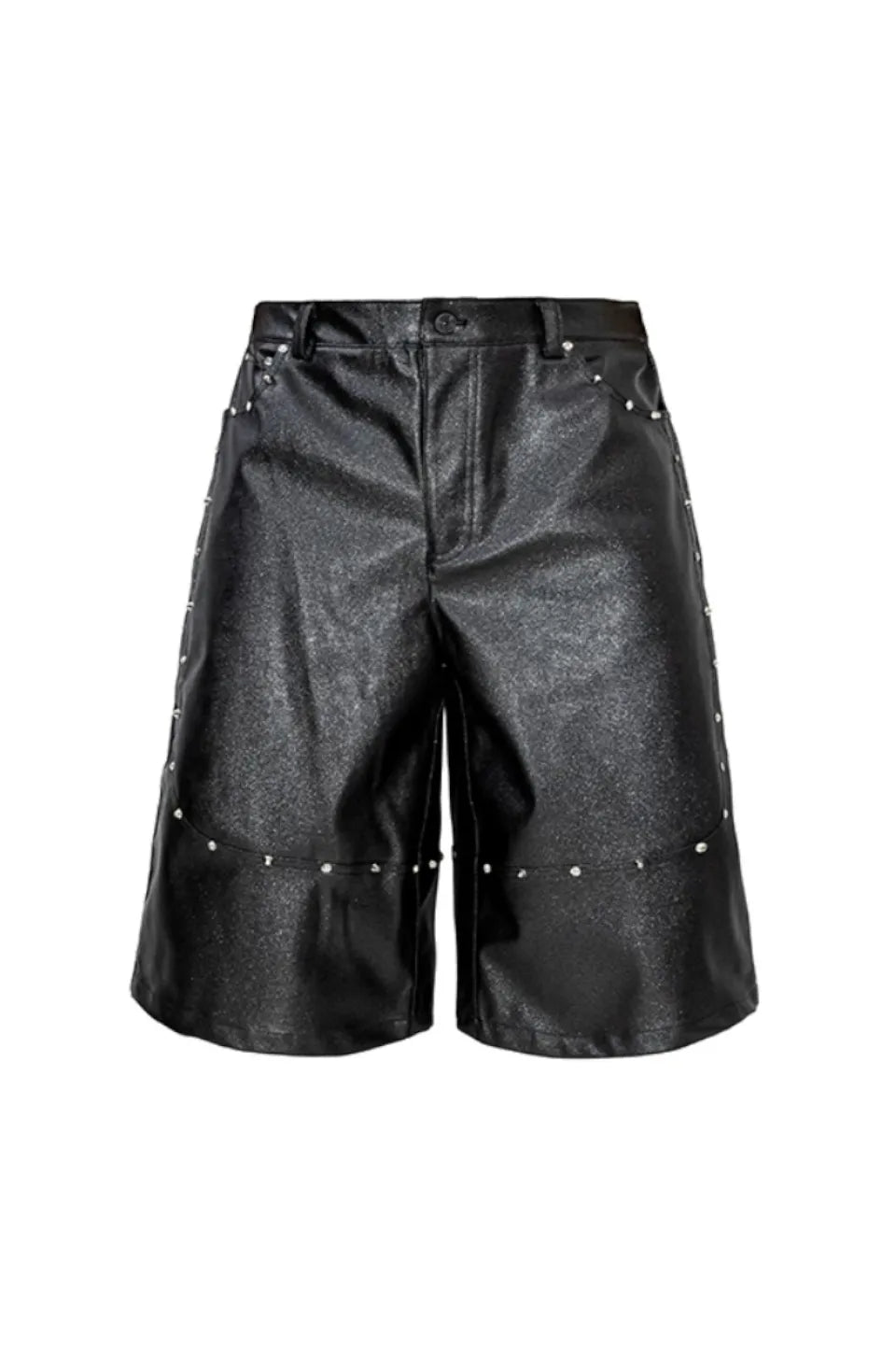 LoseControlEdge | Glittering PU Studded Cropped Pants フェイク