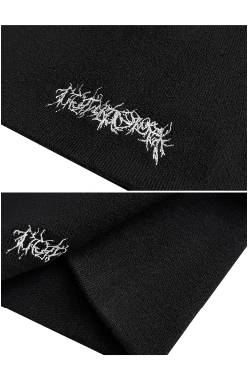 Gothic Sanskrit Embroidered Logo Face Mask Beanie