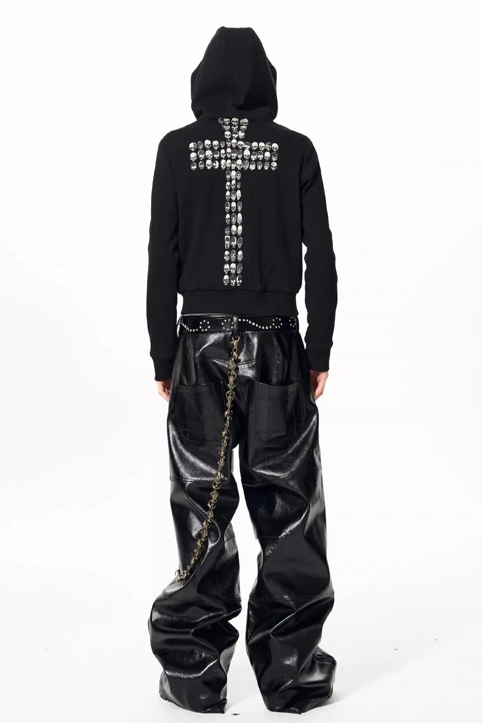 Gothic Skull Cross Graphic Zip Hoodie