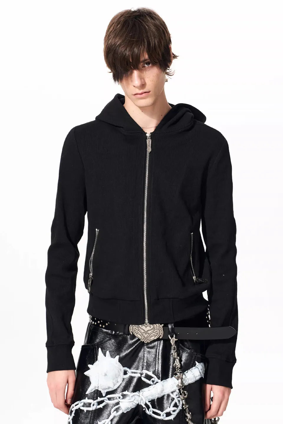 Gothic Skull Cross Graphic Zip Hoodie