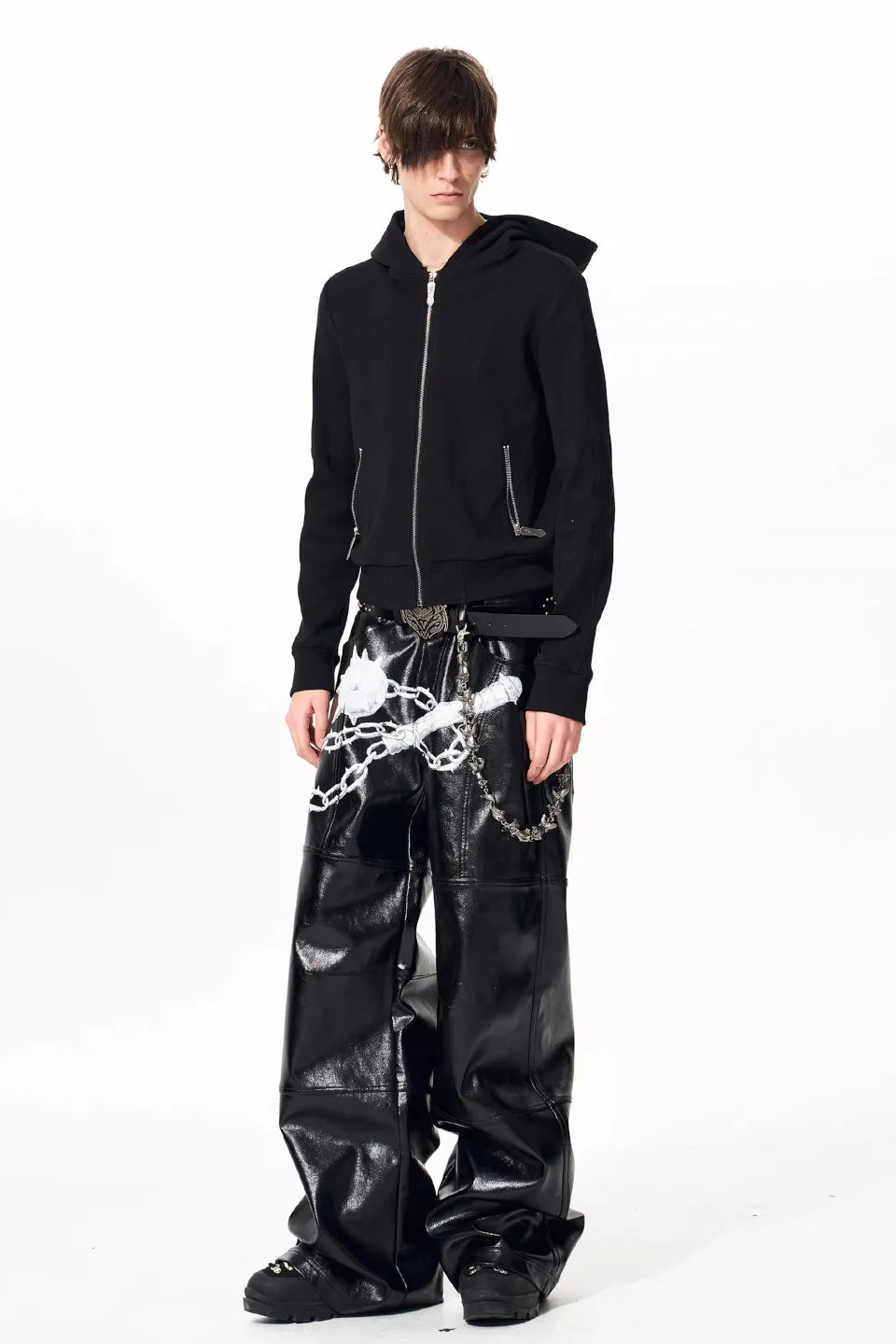 Gothic Skull Cross Graphic Zip Hoodie