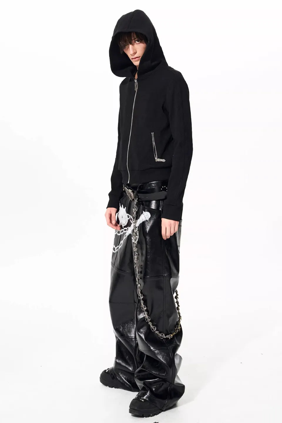 Gothic Skull Cross Graphic Zip Hoodie