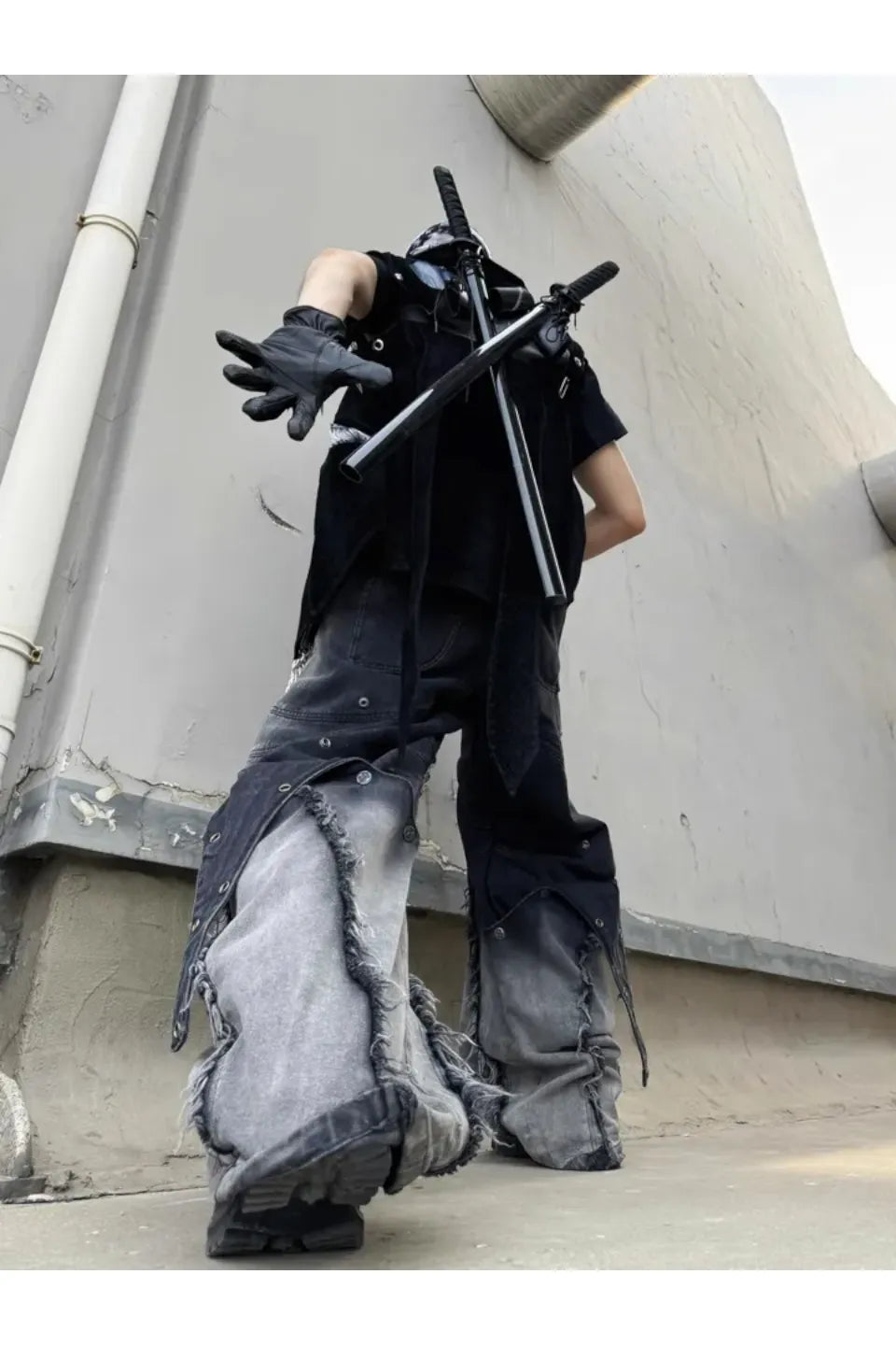 Gradient Wash Convertible Denim Pants