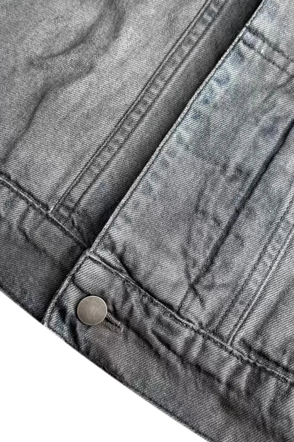Gradient Coated Whisker Distressed Denim Jacket
