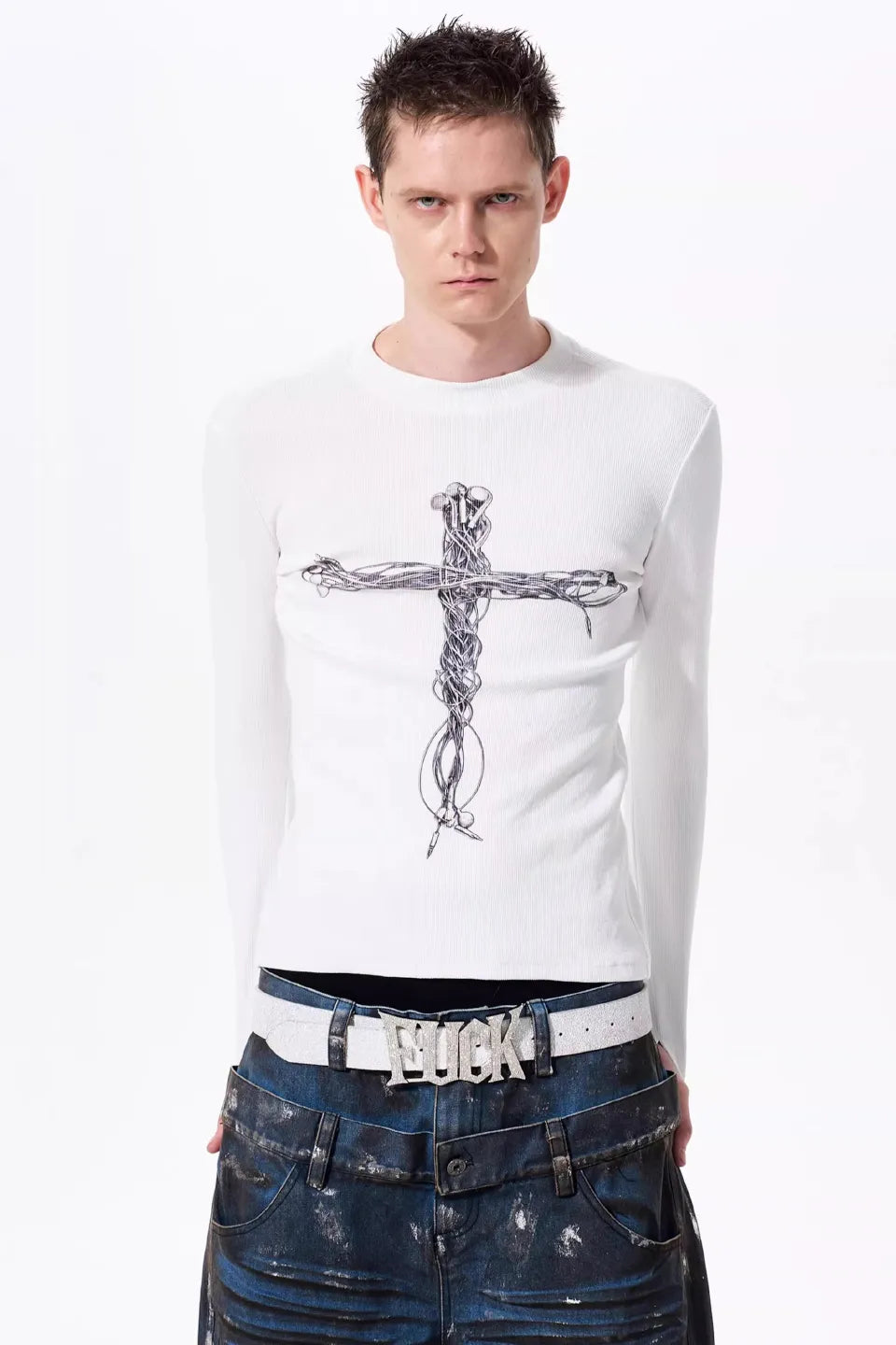 FOURTH3EX | Graphic Cross Headphone LS Tee ロンT