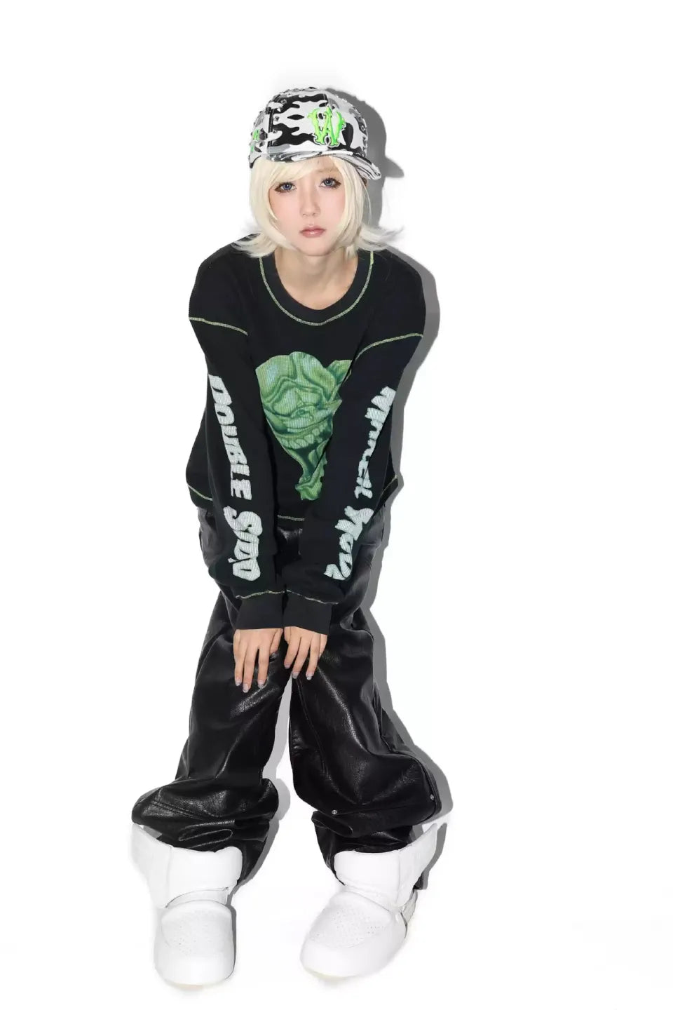 Green Stitching Waffle Joker T-shirt