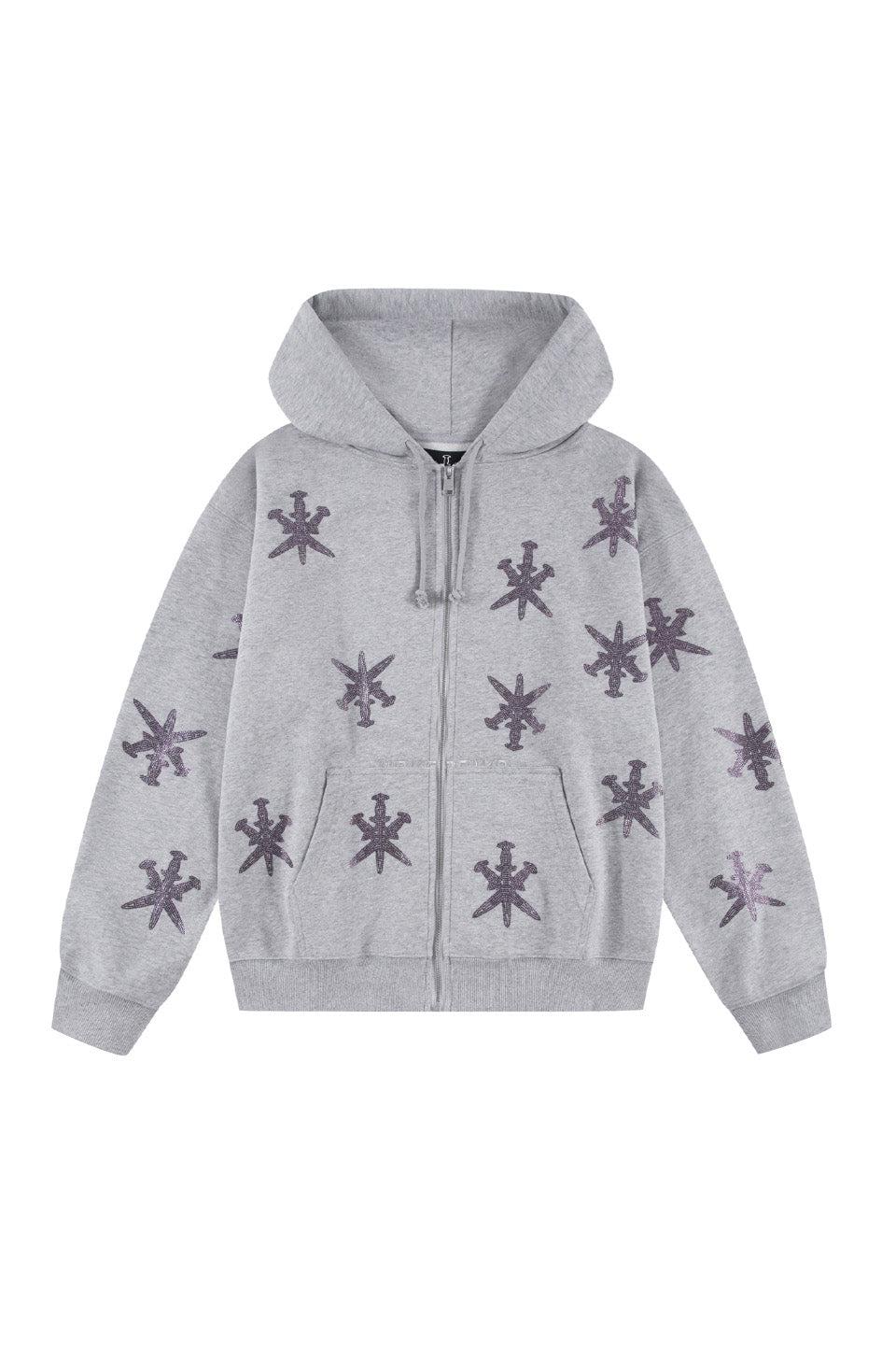 Unknown London - Grey Purple Rhinestone Hoodie アンノウンロンドン ...