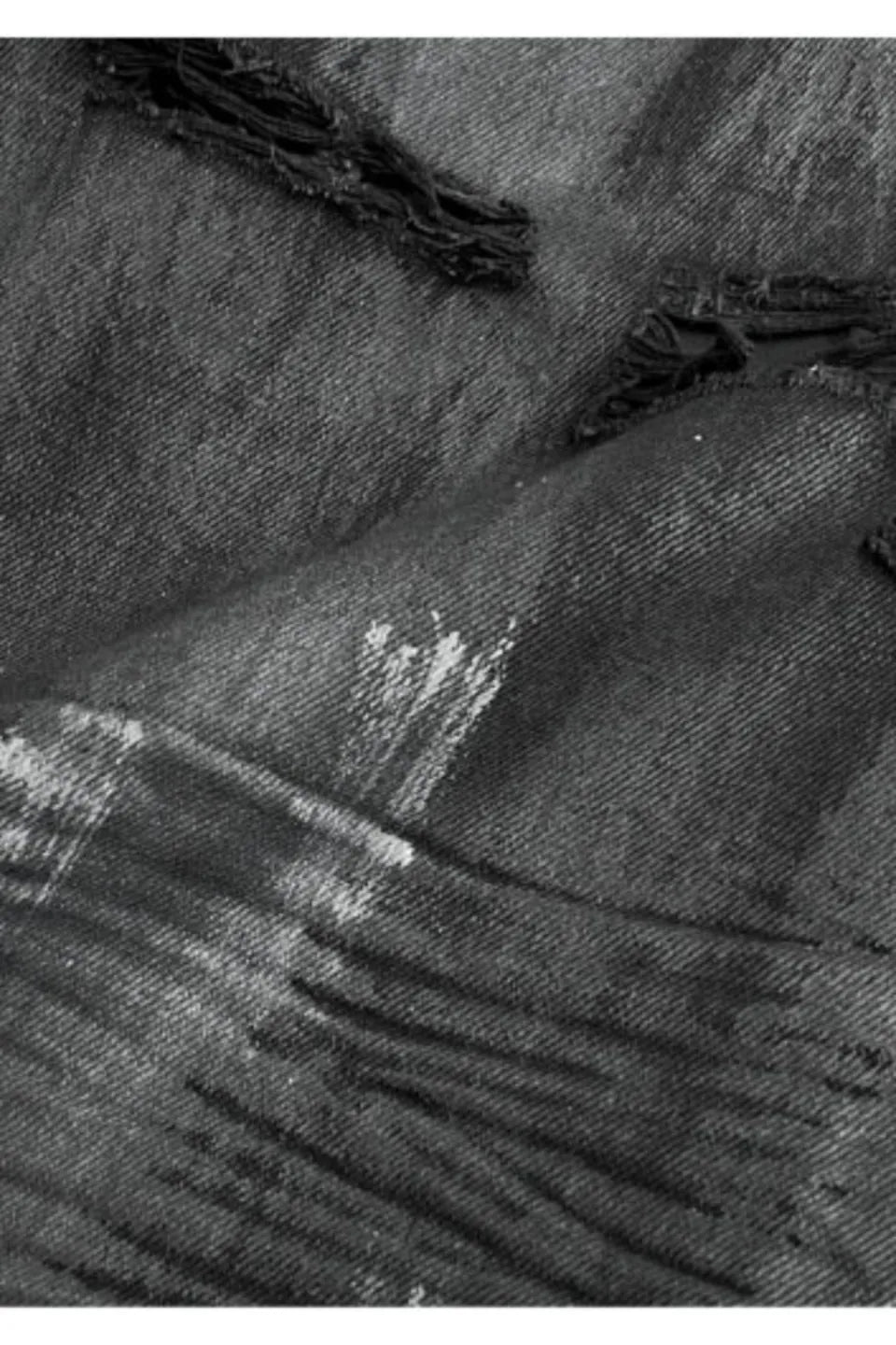 Hand Distressed Wide Leg Jeans