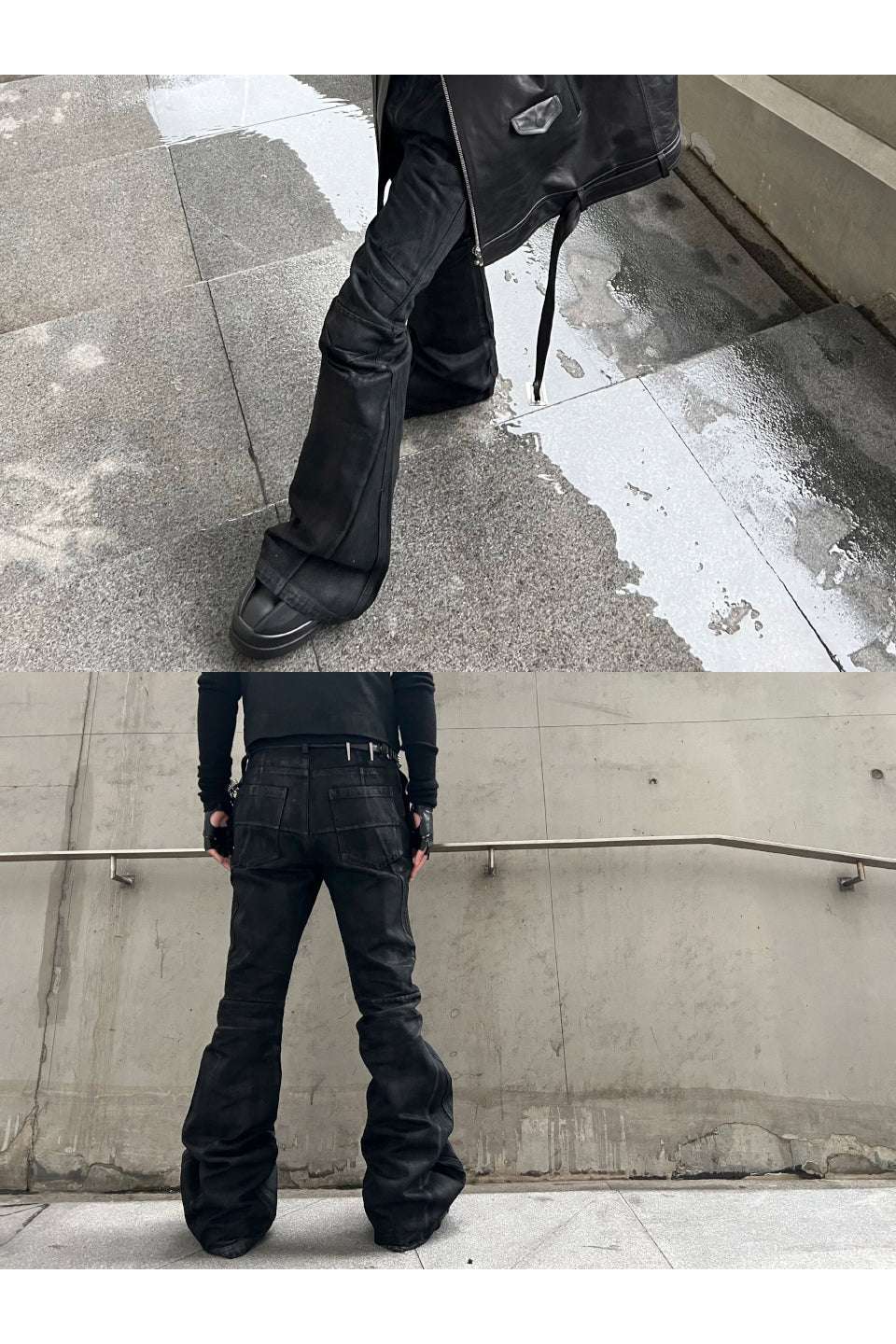 Hand Painted Waxed Flare Pants