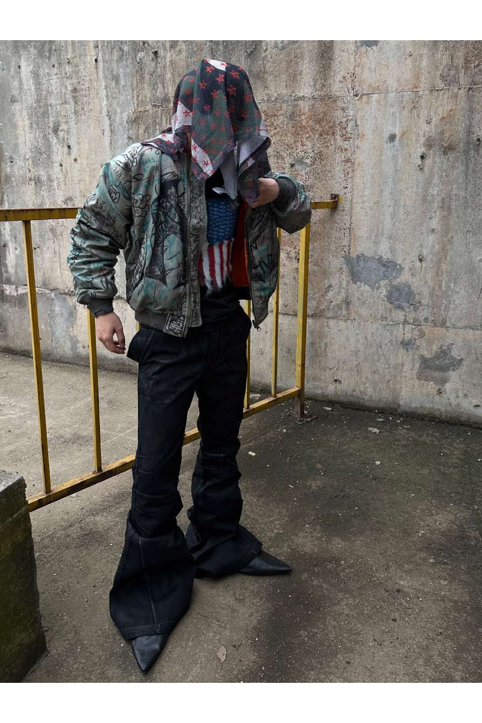 Hand Painted Waxed Flare Pants