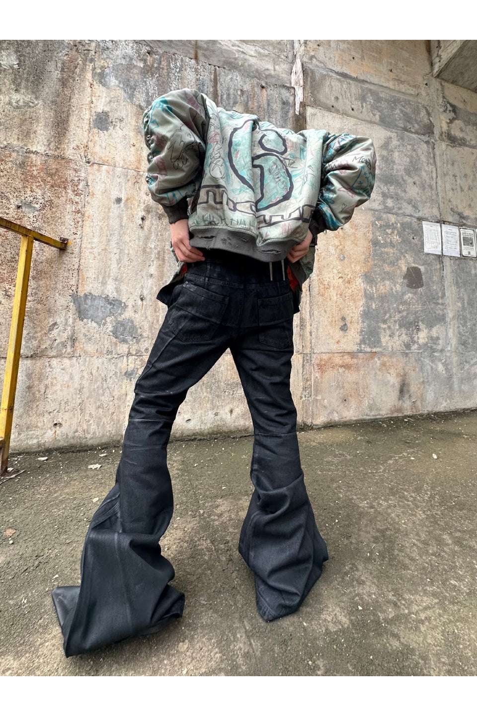 Hand Painted Waxed Flare Pants