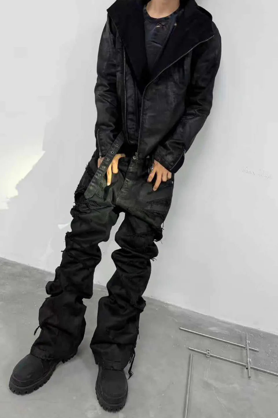 Hand Painted Waxed Flared Denim