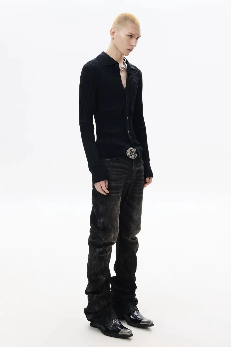 High Stretch Ribbed Knit Cardigan