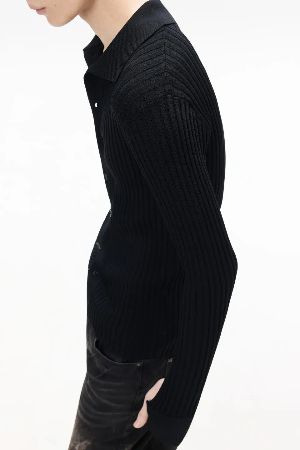 High Stretch Ribbed Knit Cardigan