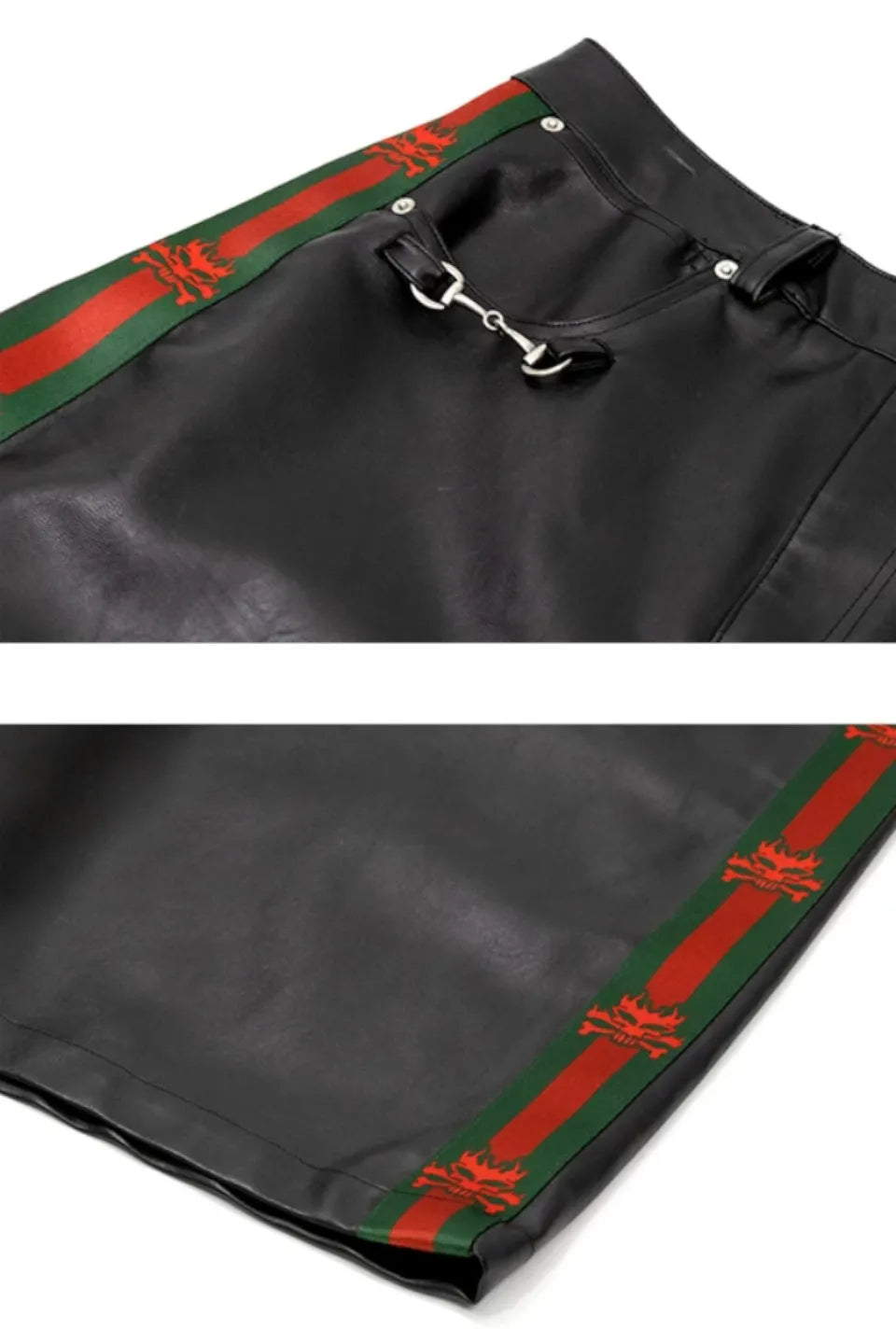 Horsebit Stripe Leather Cropped Pants