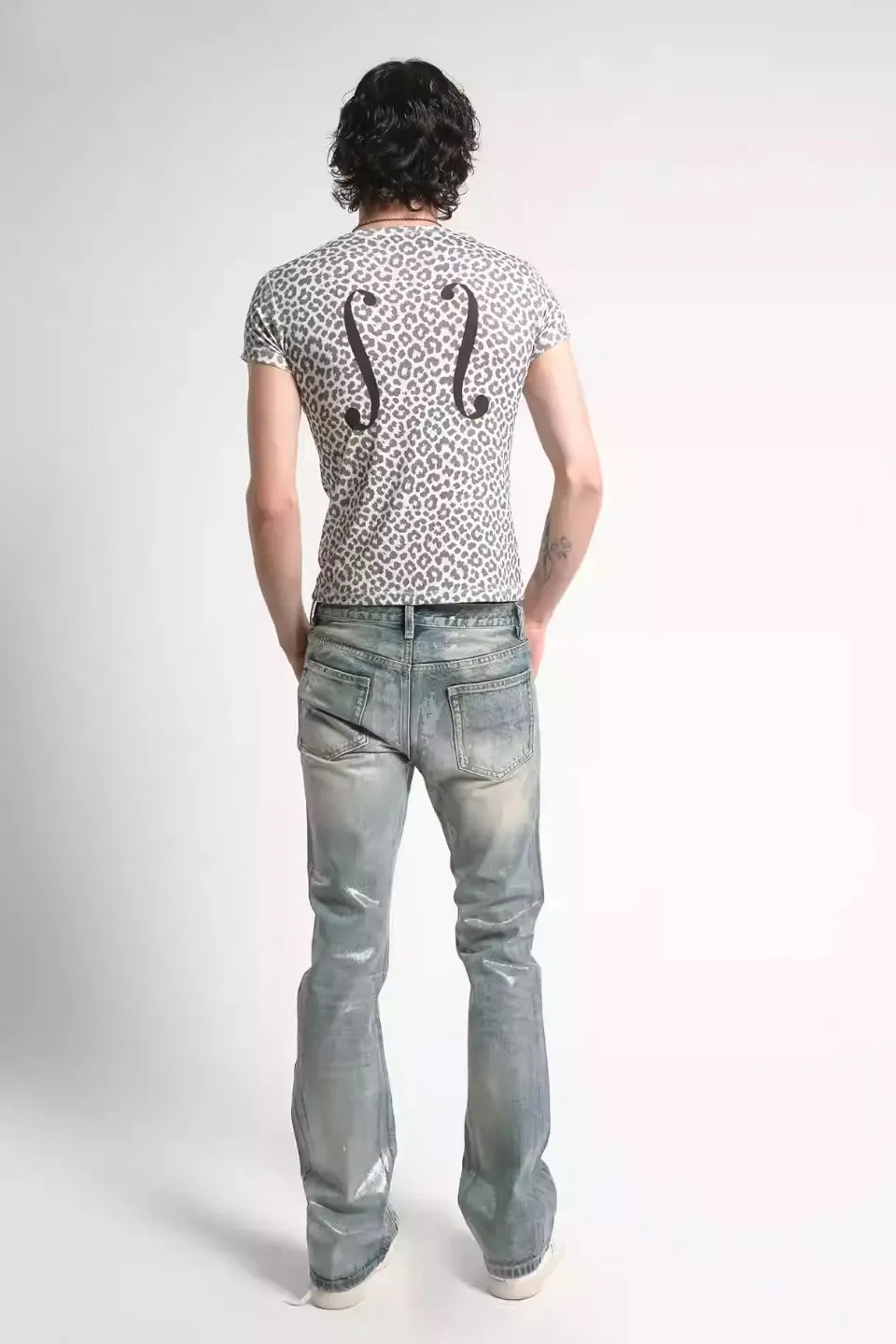 Ice Blue Cracked Coating Jeans