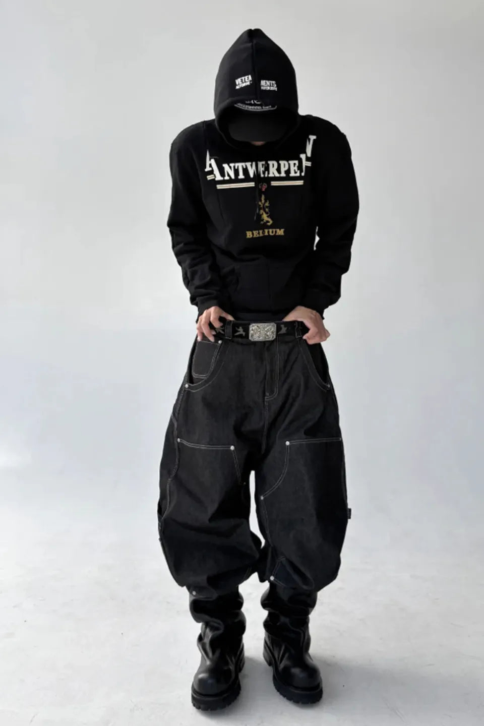 Large Pocket Straight Baggy Jeans