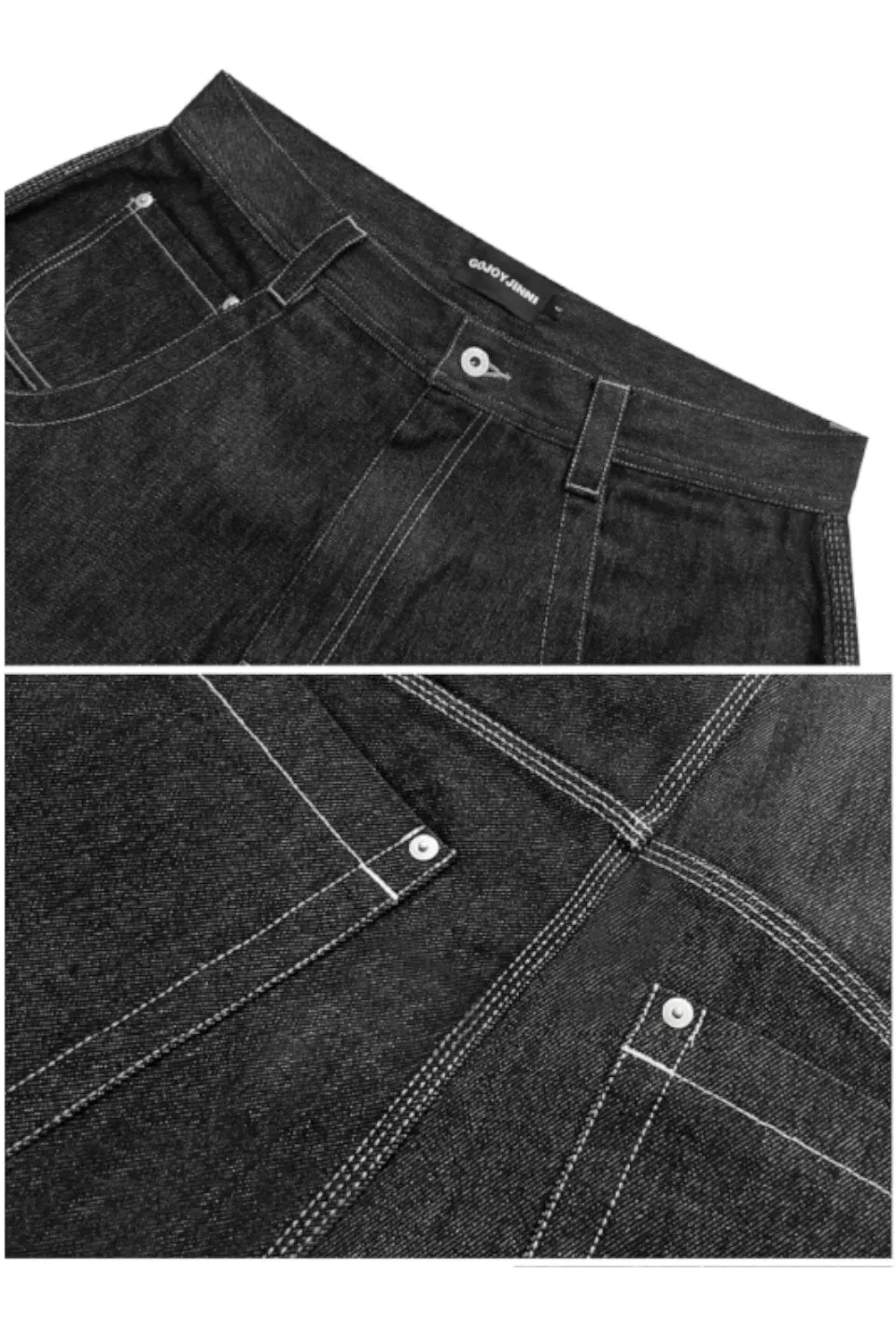 Large Pocket Straight Baggy Jeans