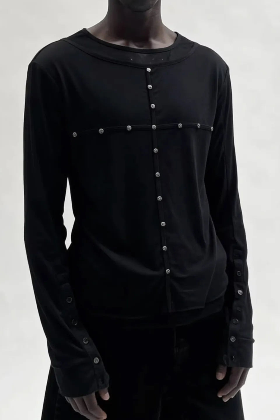 Layered Riveted Cross LS Tee