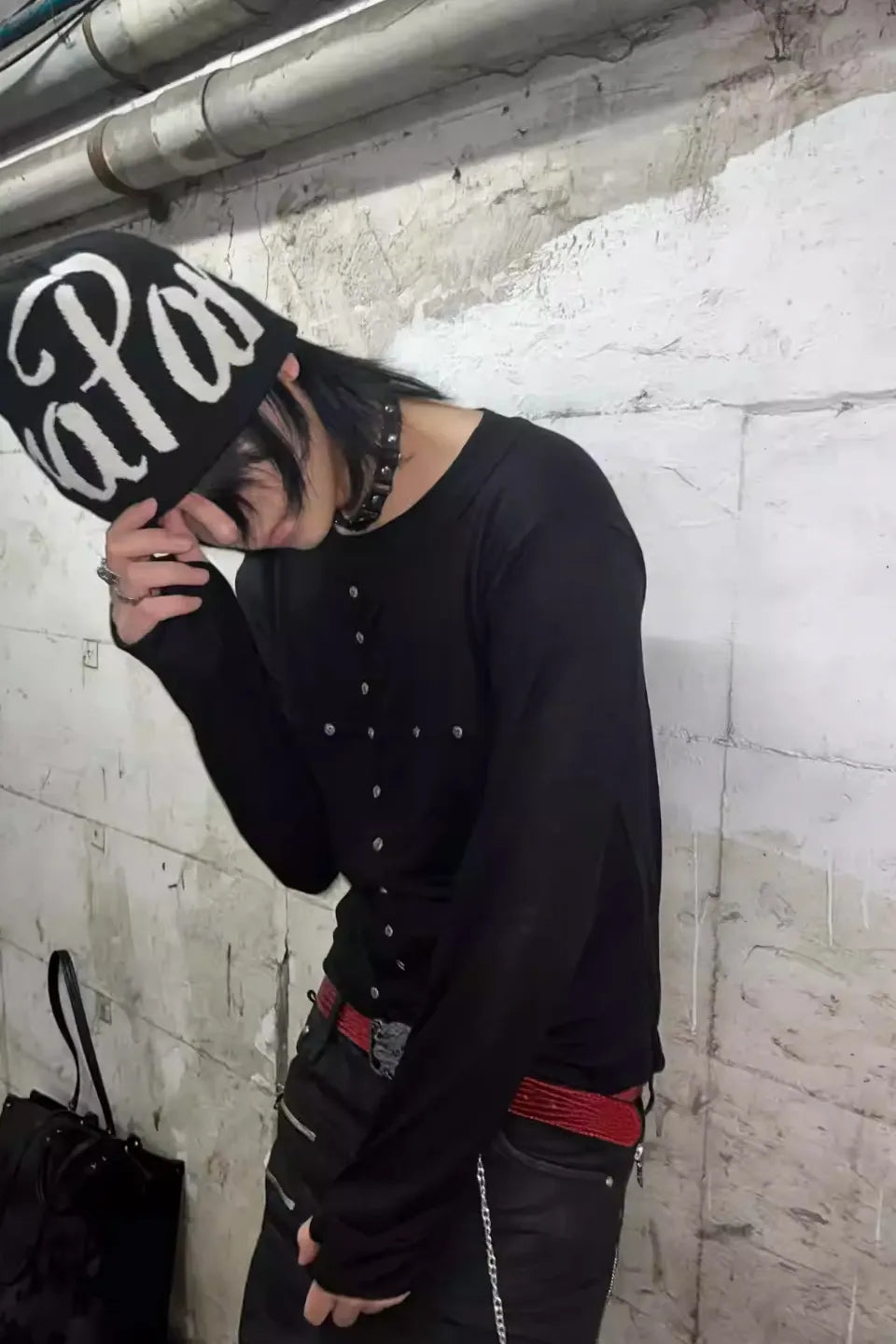 Layered Riveted Cross LS Tee