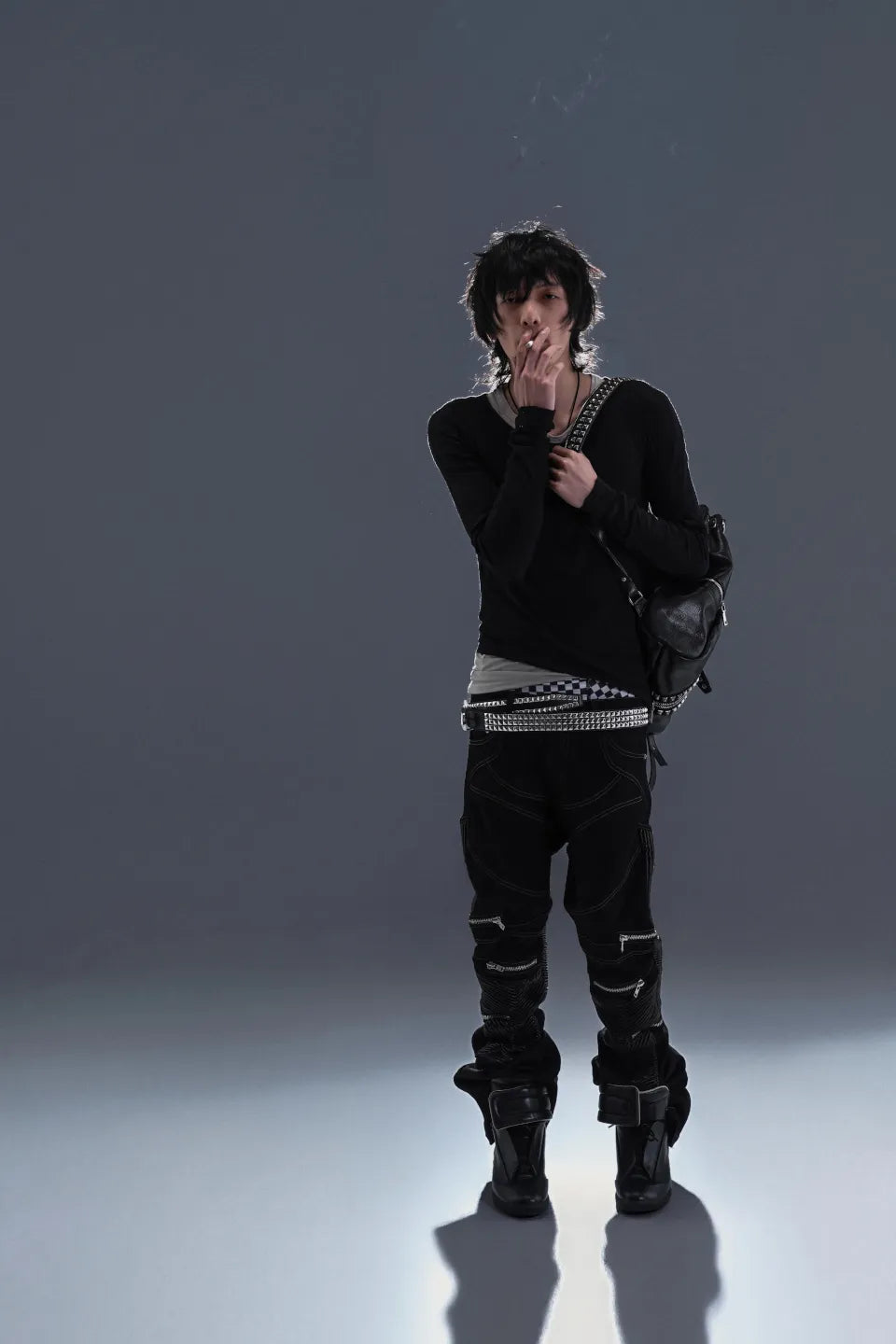 Leather Paneled Zipper Pants