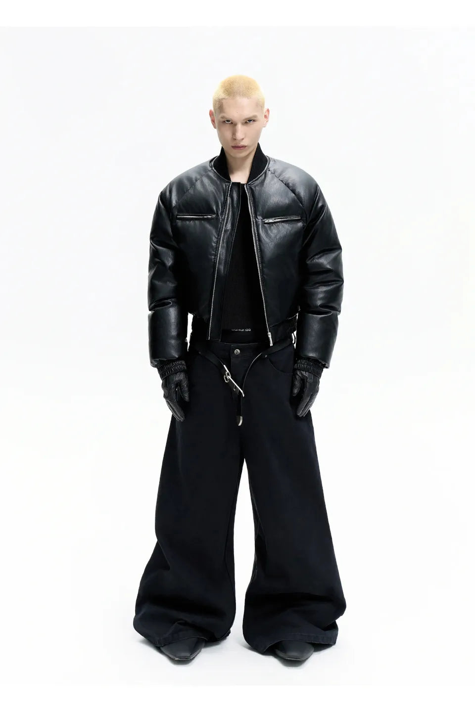 Leather Puffer Bomber