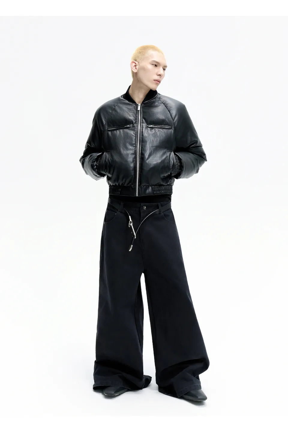 Leather Puffer Bomber