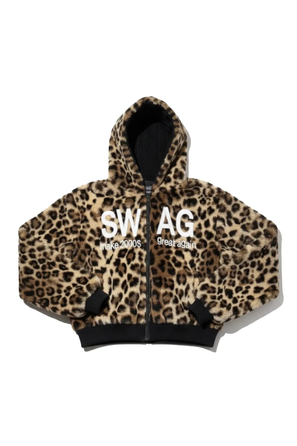 Leopard Faux Fur & Black Polar Fleece Reversible Jacket