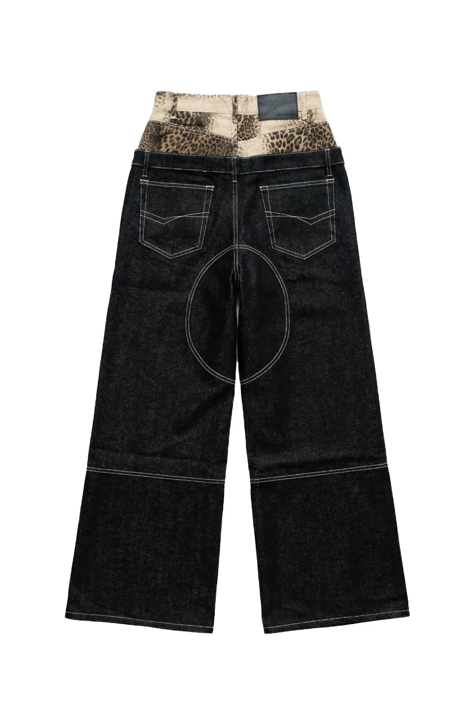 Leopard Print Double Waistband Jeans